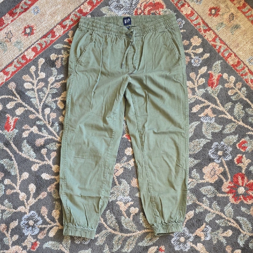 GAP Women's Olive Green Cropped Drawstring Joggers